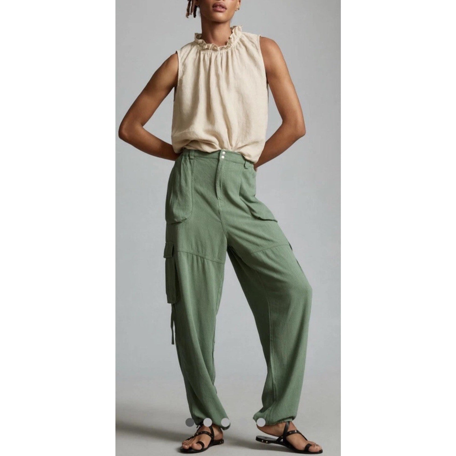 By Anthropologie Linen Blend Relaxed Utility Pants-XS 31x29