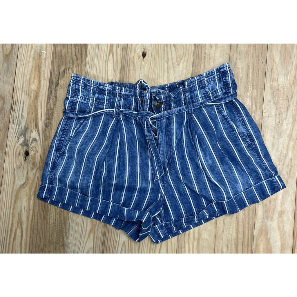 American Eagle Striped Chambray Shorts Women's Size 4 High Waisted