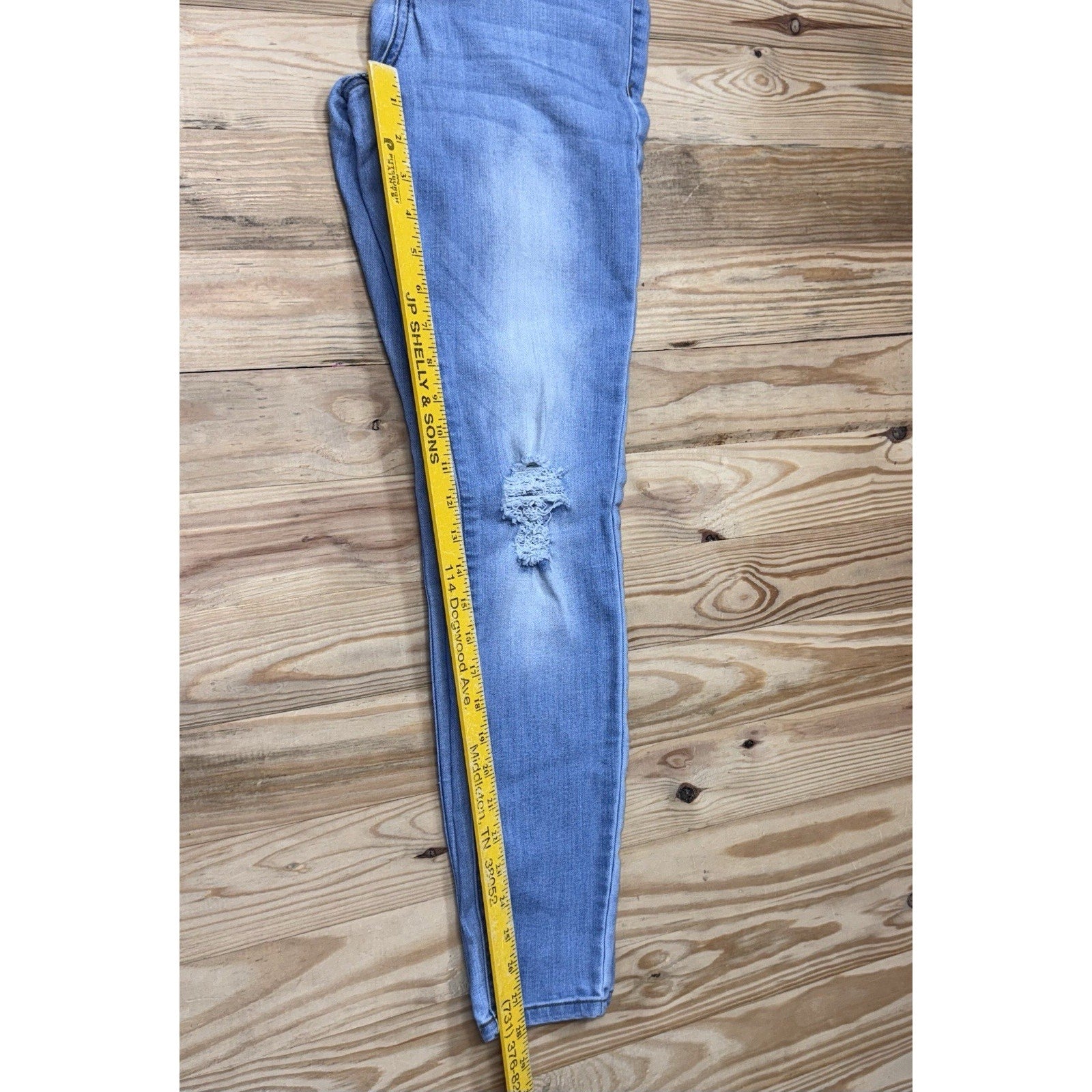 Cello Stretch Skinny Jeans Blue Denim Distress Ripped Ankle Pants Women’s Jr 5