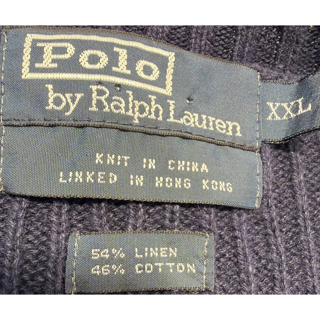 Vtg 90s Polo Ralph Lauren Mens Windowpane Linen Blend Sweater Vest XXL Preppy