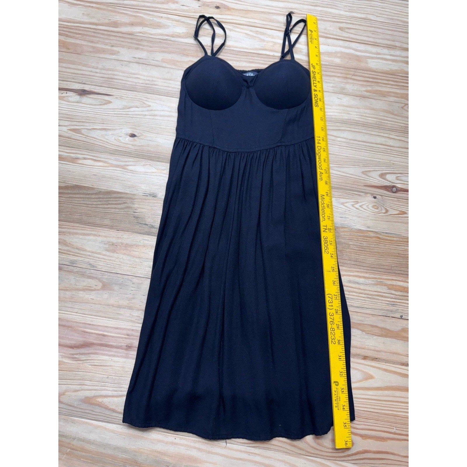 Rewash Womens Molded Cup Dress Black Sz S Adjustable Straps Smocked Back