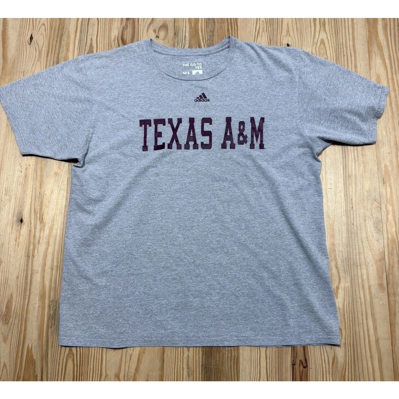 Adidas NCAA Texas A&M Gray Cotton Tee Gray/Maroon Size Extra Large