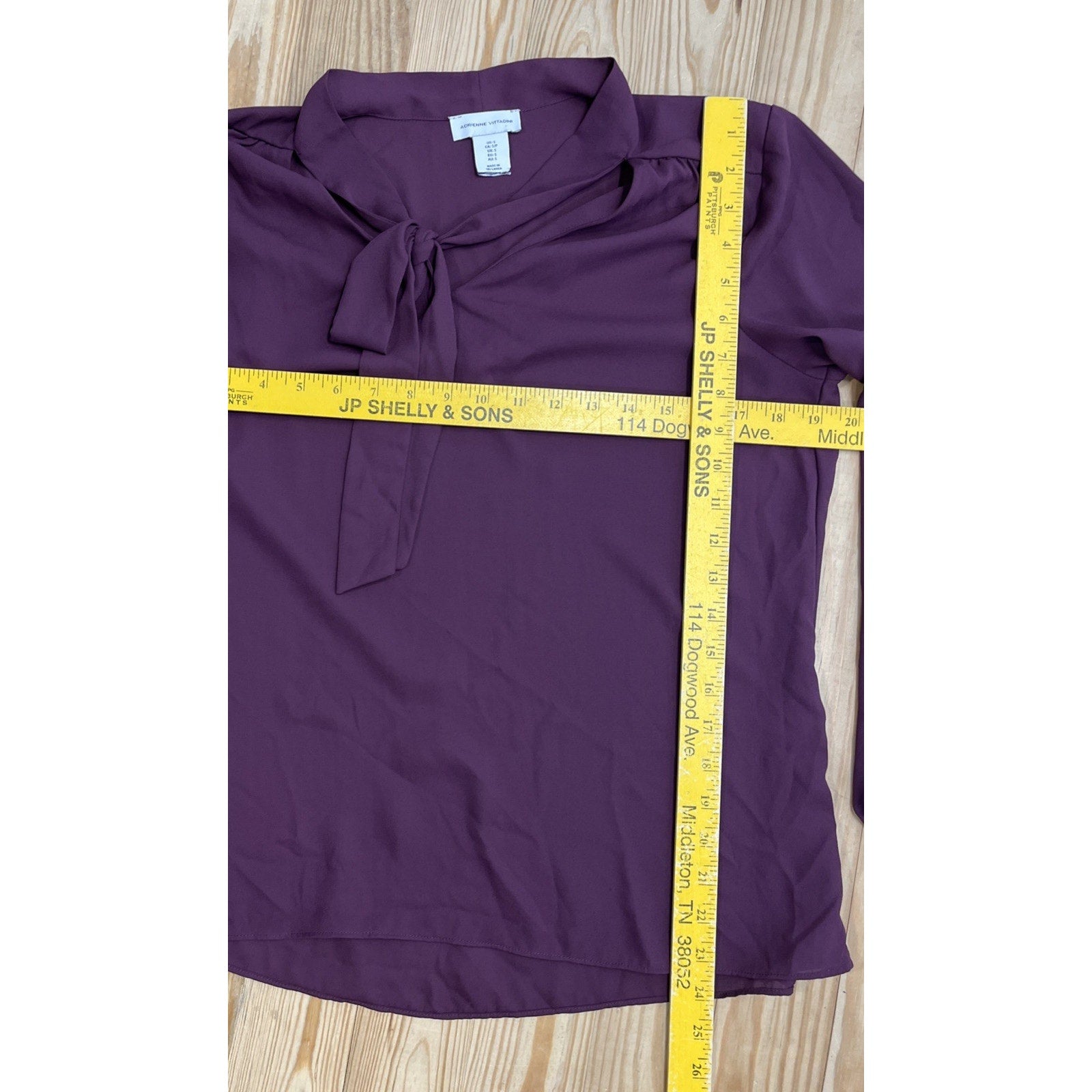 Adrienne Vittadini Tie Front Size S Purple Blouse