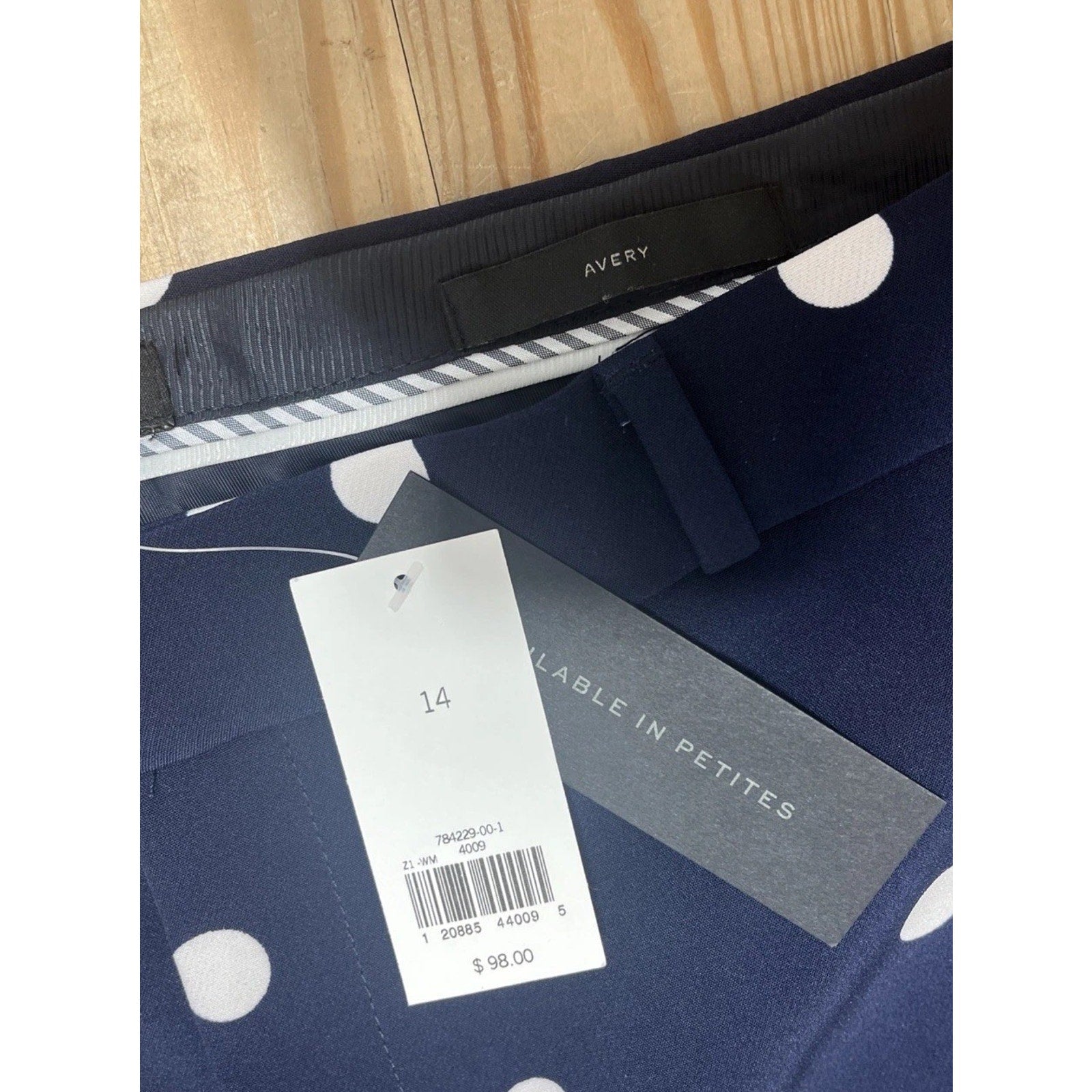 NWT Banana Republic Avery-Fit Dot Pant, Navy SIZE 14
