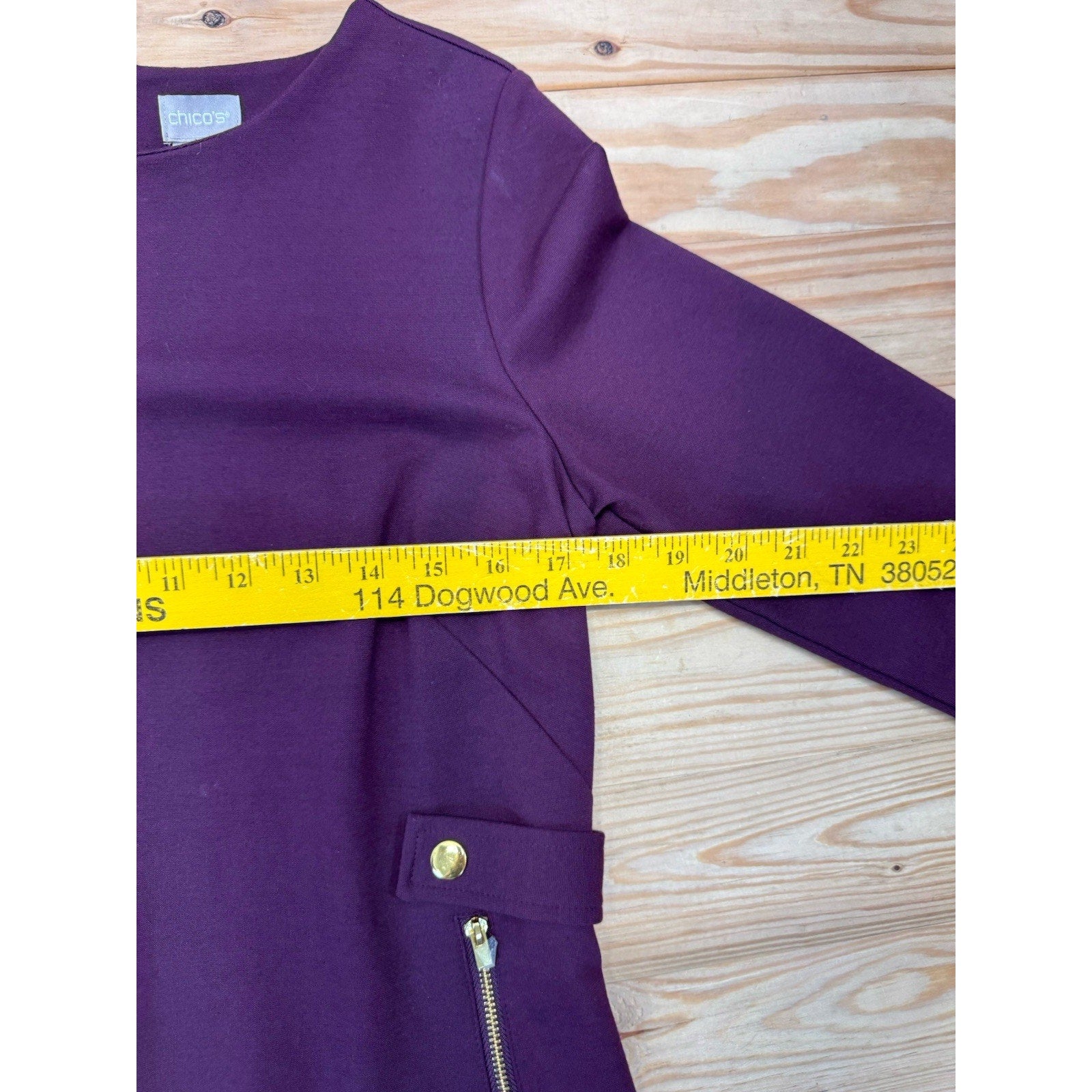 Chicos Sheath Dress Size 00 (US 2) Double Zip Maroon Knit 3/4 Sleeve