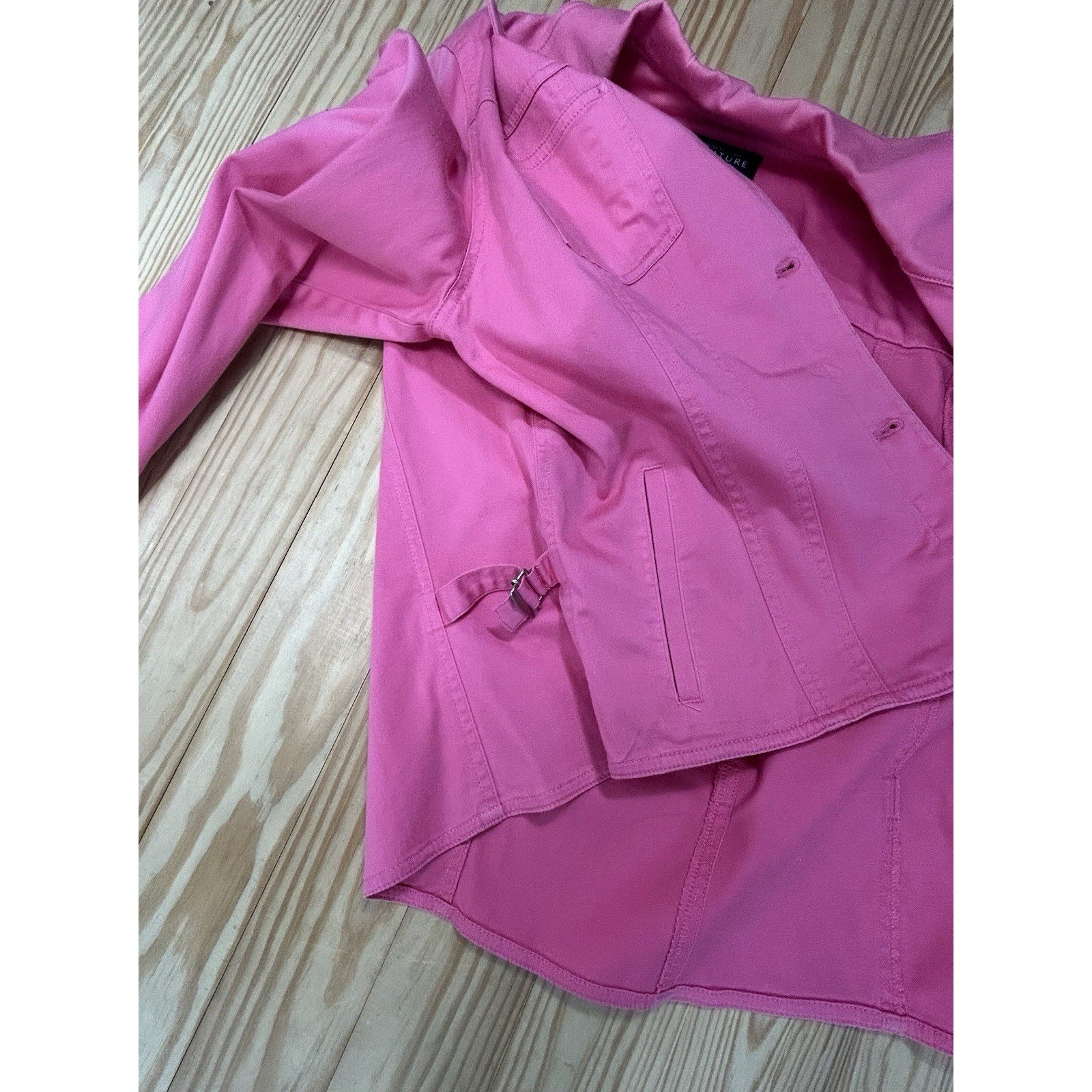 BARBIE STYLE! Jones New York SIGNATURE PINK denim jacket waist coat women Sz.M.