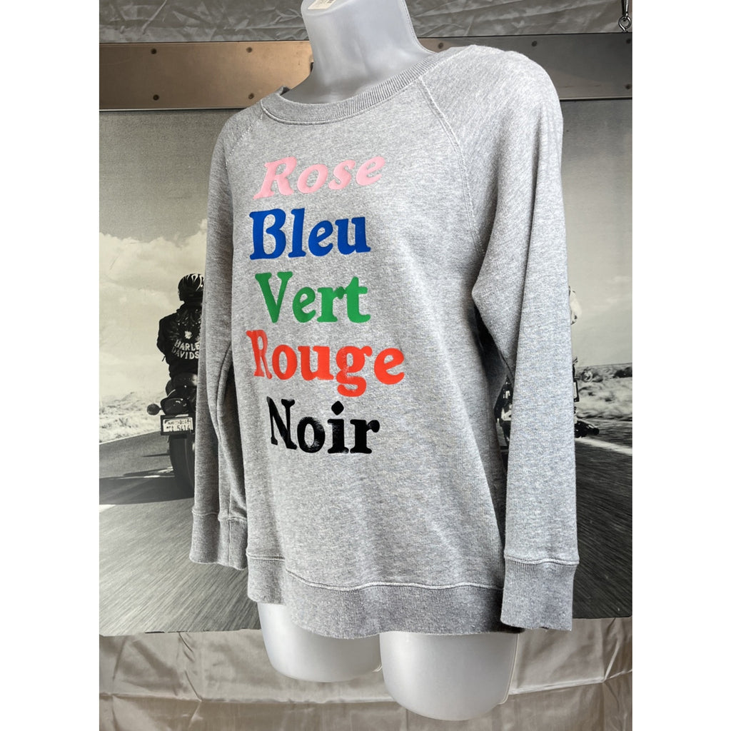 J Crew Super Soft Gray French Colors Sweatshirt Size S EUC