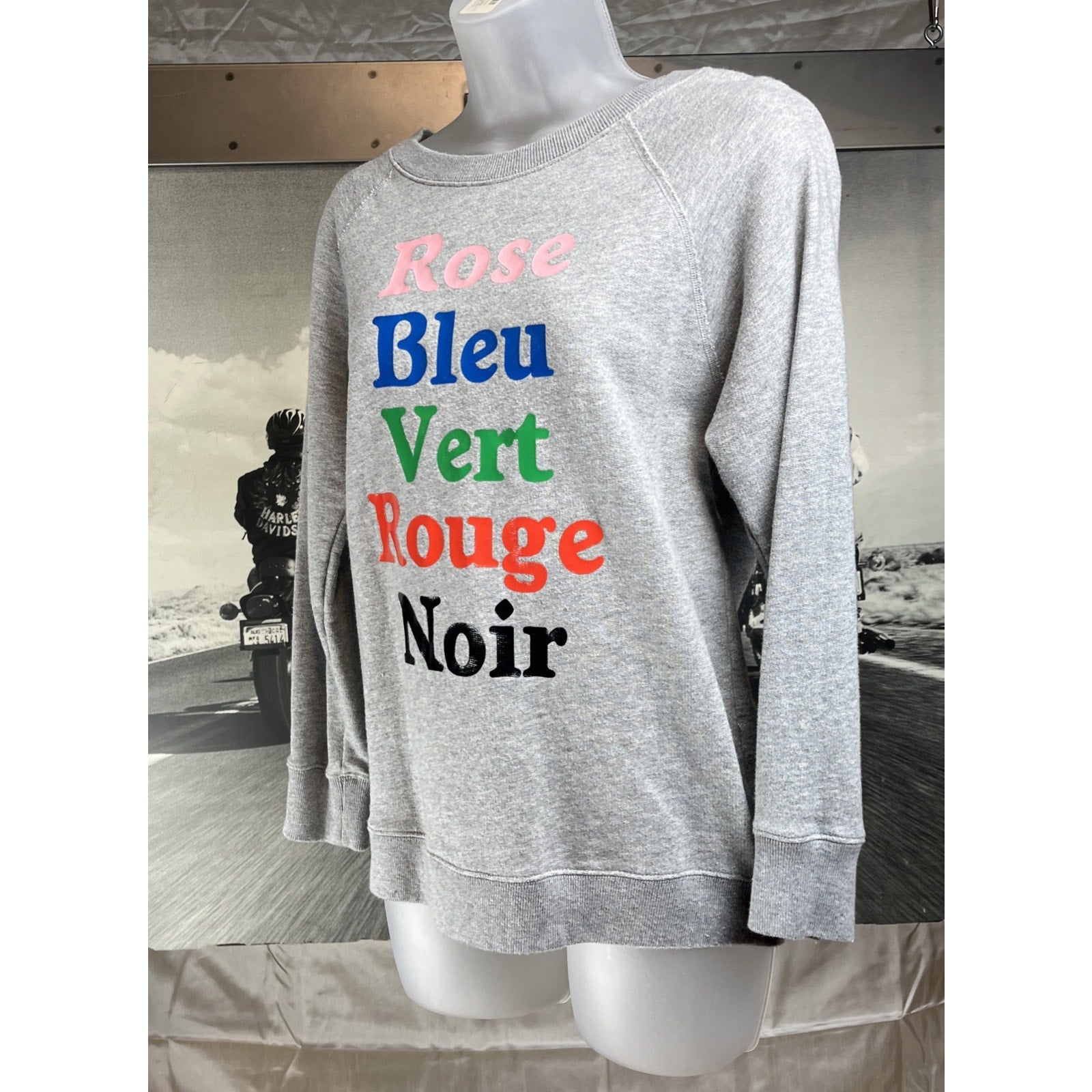 J Crew Super Soft Gray French Colors Sweatshirt Size S EUC