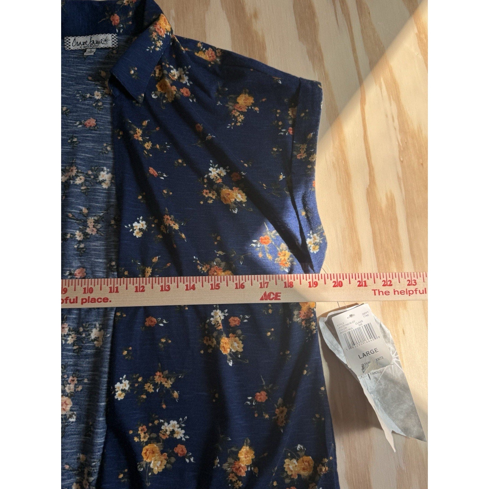 Crave Fame Almost Famous Womens Juniors Large Blue Floral Crop Lightweight Cover