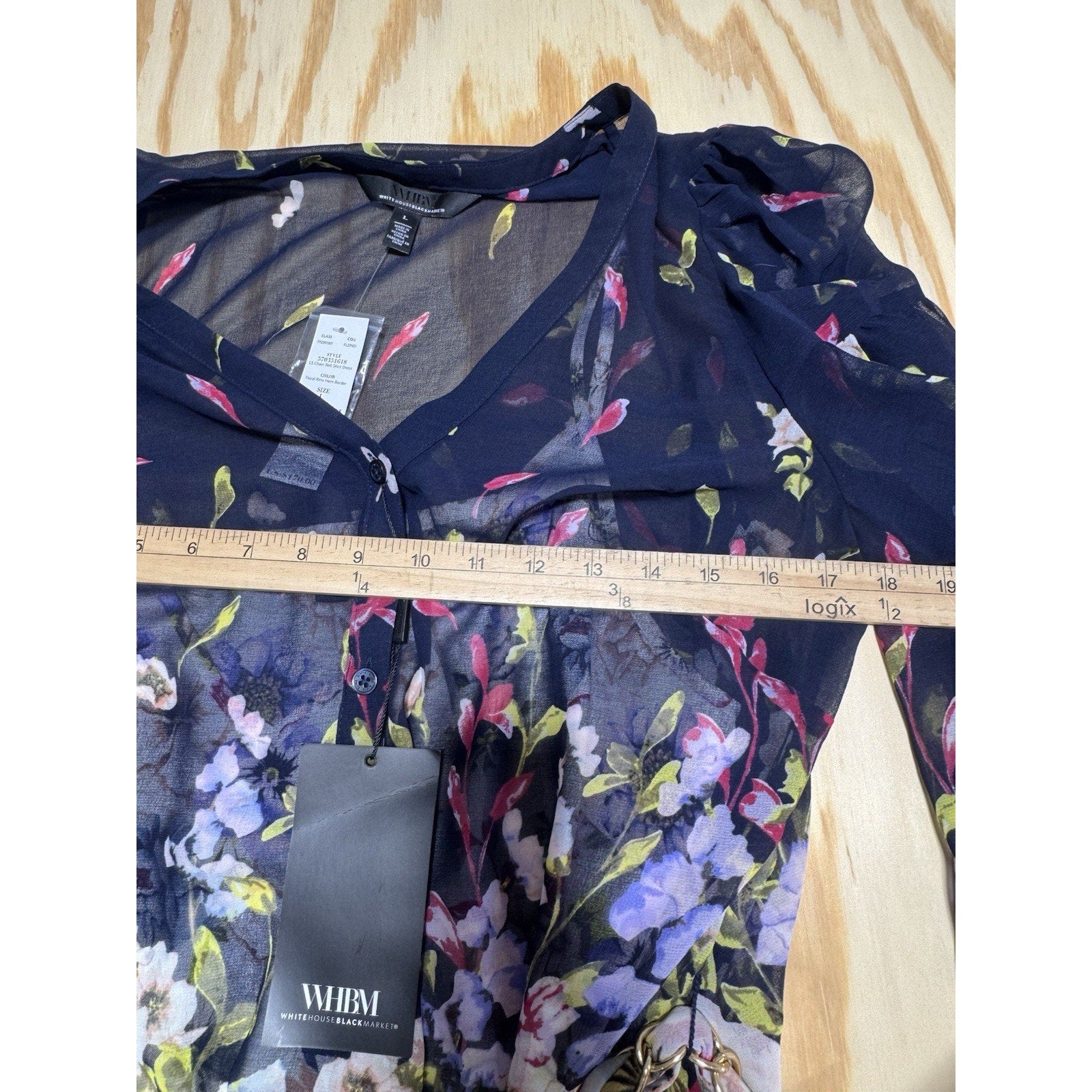White House Black Market Floral Chain Belt Shirt Dress 17809 New Women’s Size L