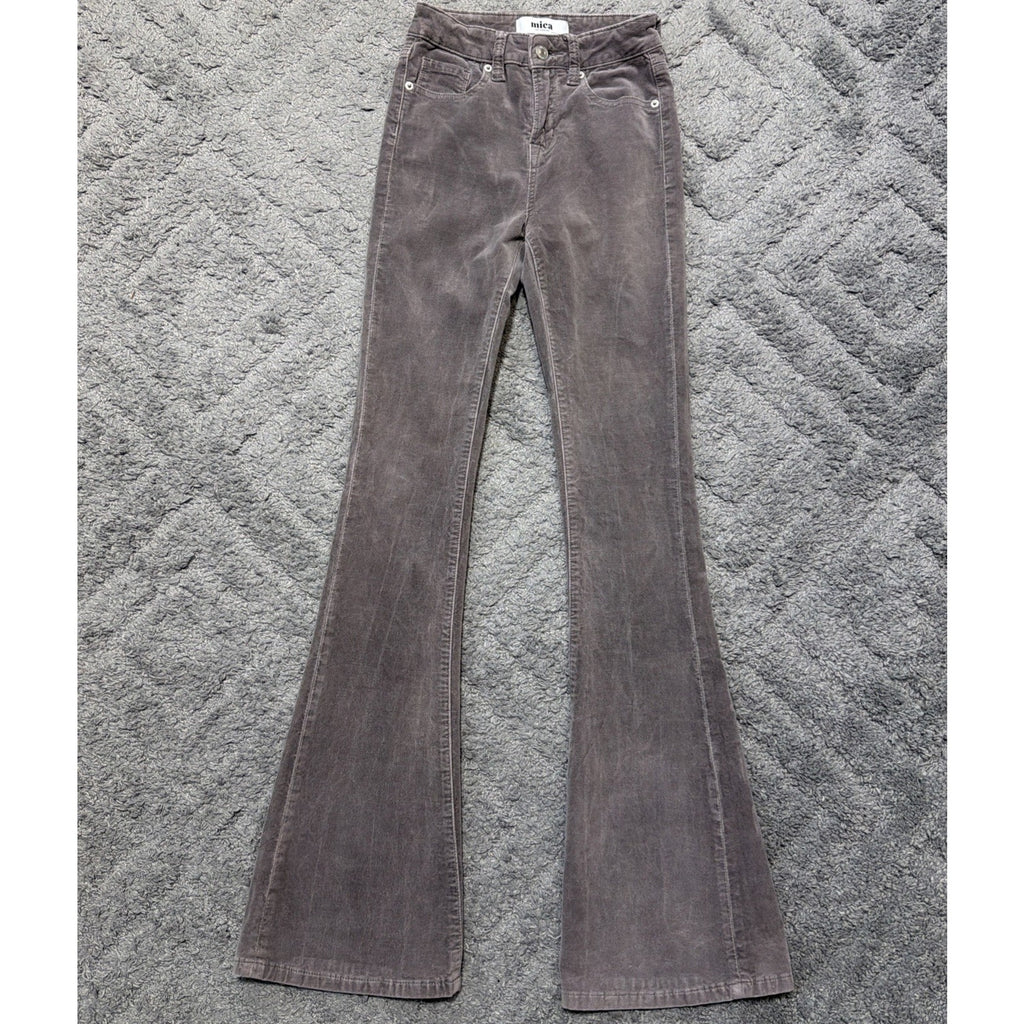Mica Los Angeles Denim Size 24 Velvet Taupe High Rise Flare Leg Pant
