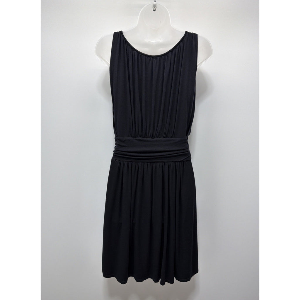 Express SMALL Black Dress Lined Knit pullover sleeveless belted waist stretch