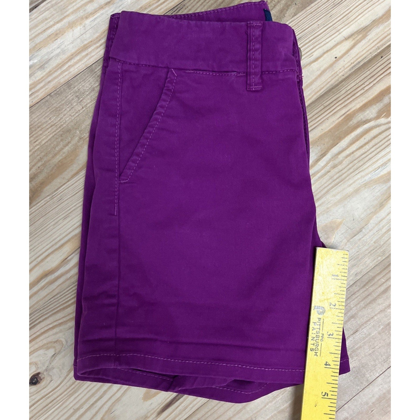 American Eagle Shortie Shorts Womens 0 Purple High Rise Stretch Chino 26x 4