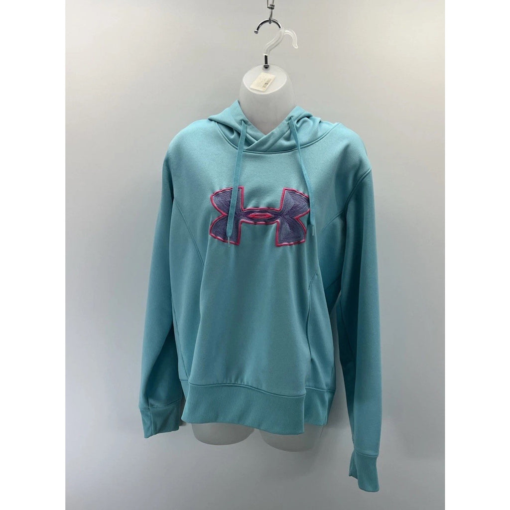 Under Armour Storm Hoodie Womens Large Blue Semi Fitted Cold Gear Pullover