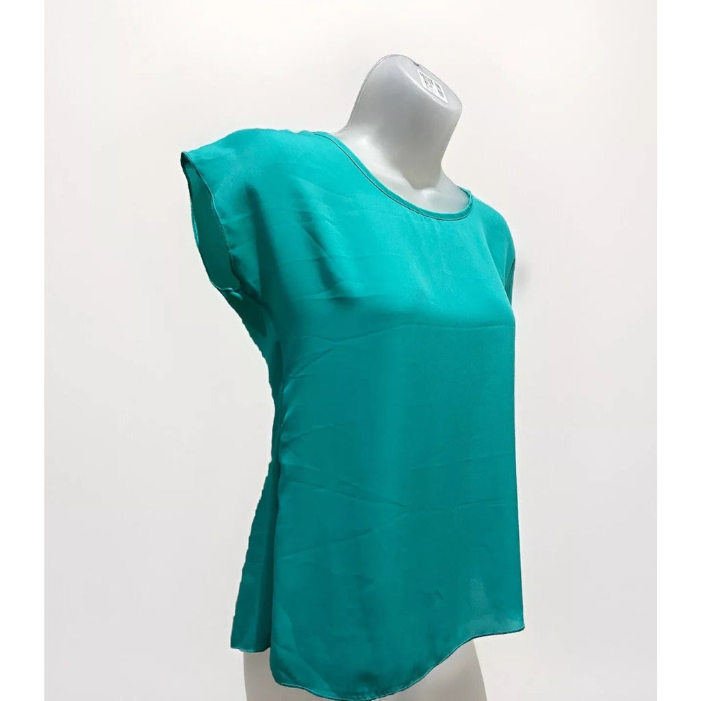 VTG Rue 21 Teal Green Shell Blouse Women's Size X-Small Suit Classic Made in USA