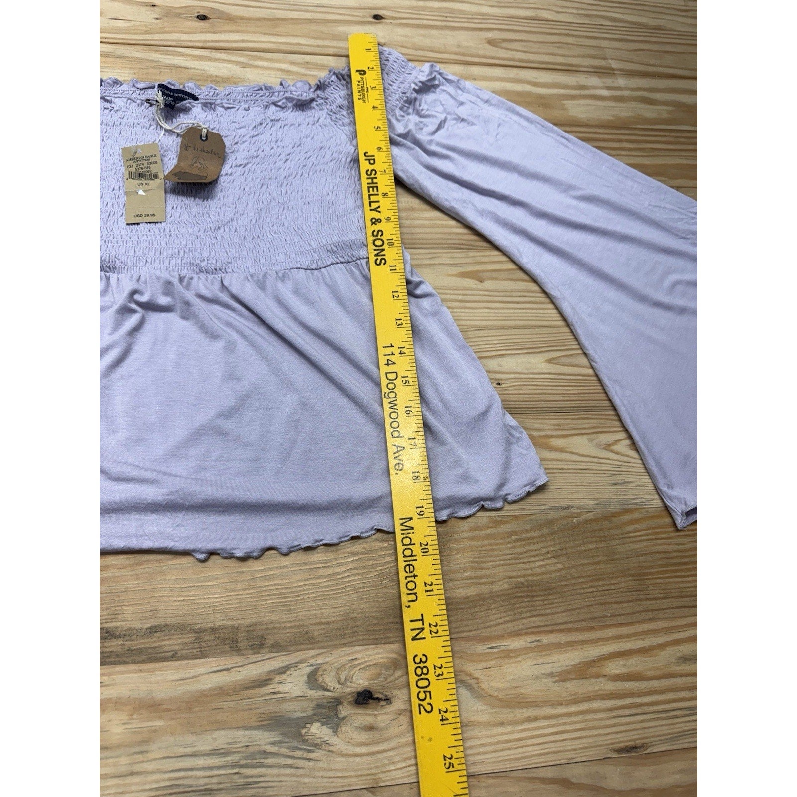 American Eagle Outfitters X-Large Lilac Lavender Top Bell Sleeve New With Tags