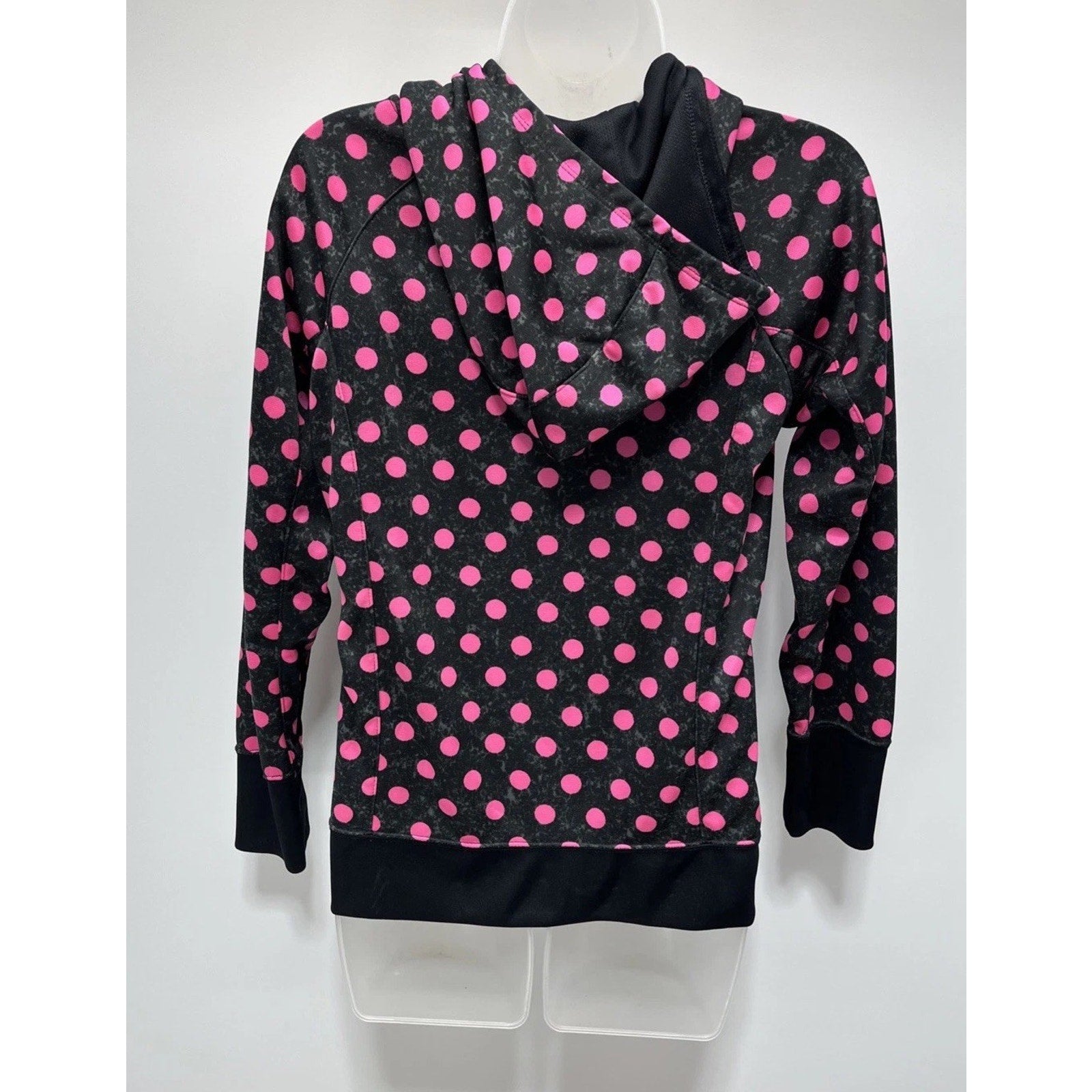 Nike Girls Pink Polka dot Pullover Hoodie XL kids Therma fit swoosh logo