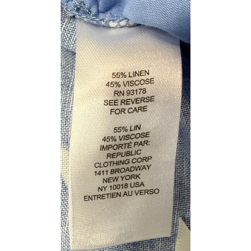 Workshop Republic Linen Viscose Blend Shorts Blue Hi Wide Elastic Band Waist NWT