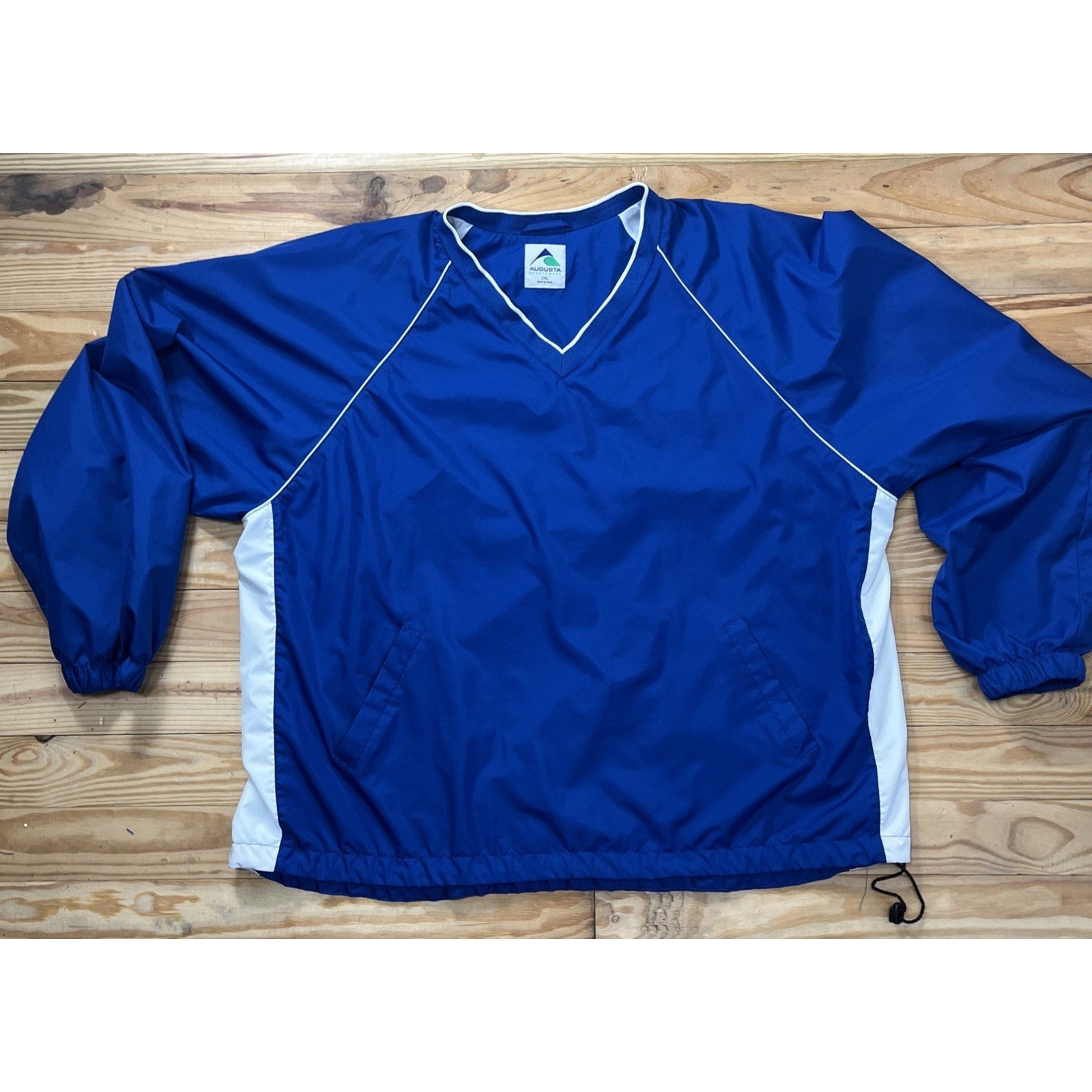 Augusta Sportswear Men V-Neck Pullover Windbreaker Jacket XL Blue