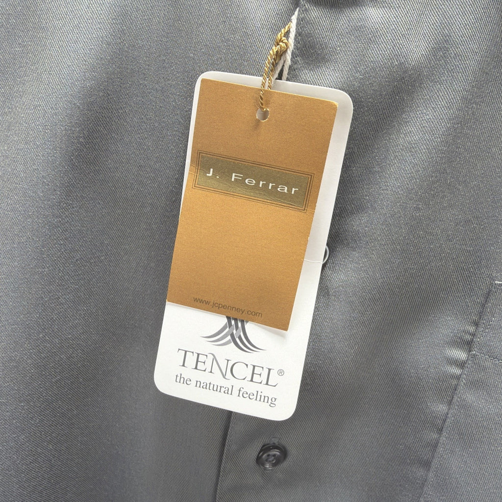 J. Ferrar Dress Shirt Mens Sz XL 17-17.5 Tencel Green Long Sleeve Button Up NWT