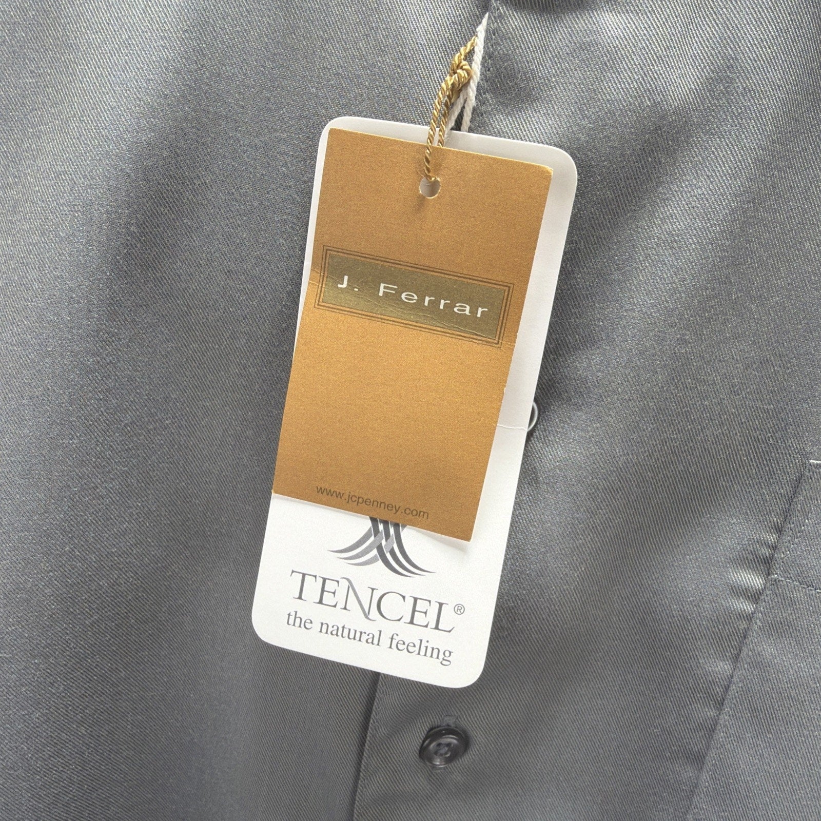 J. Ferrar Dress Shirt Mens Sz XL 17-17.5 Tencel Green Long Sleeve Button Up NWT