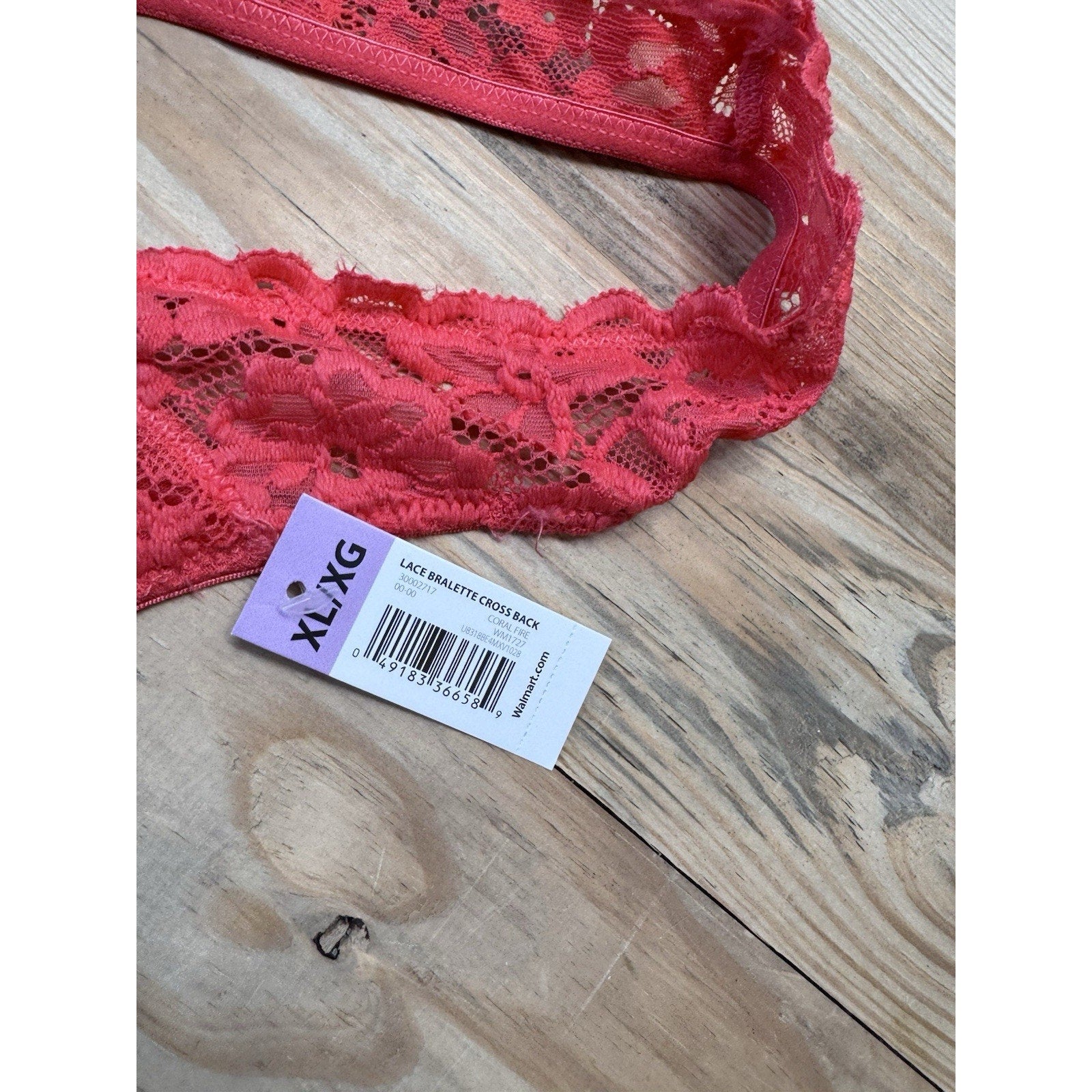 No Boundaries RN #52469 Coral Fire Pink Wireless Bralette Bra Size XL