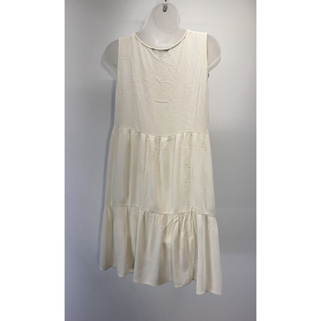 Yak & Yeti Ivory Lined Boho Short Dress V Neck Tasseled Women’s Size Large