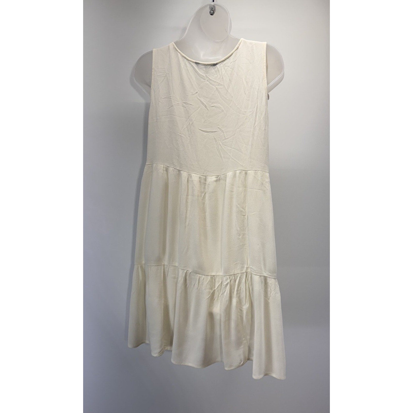Yak & Yeti Ivory Lined Boho Short Dress V Neck Tasseled Women’s Size Large