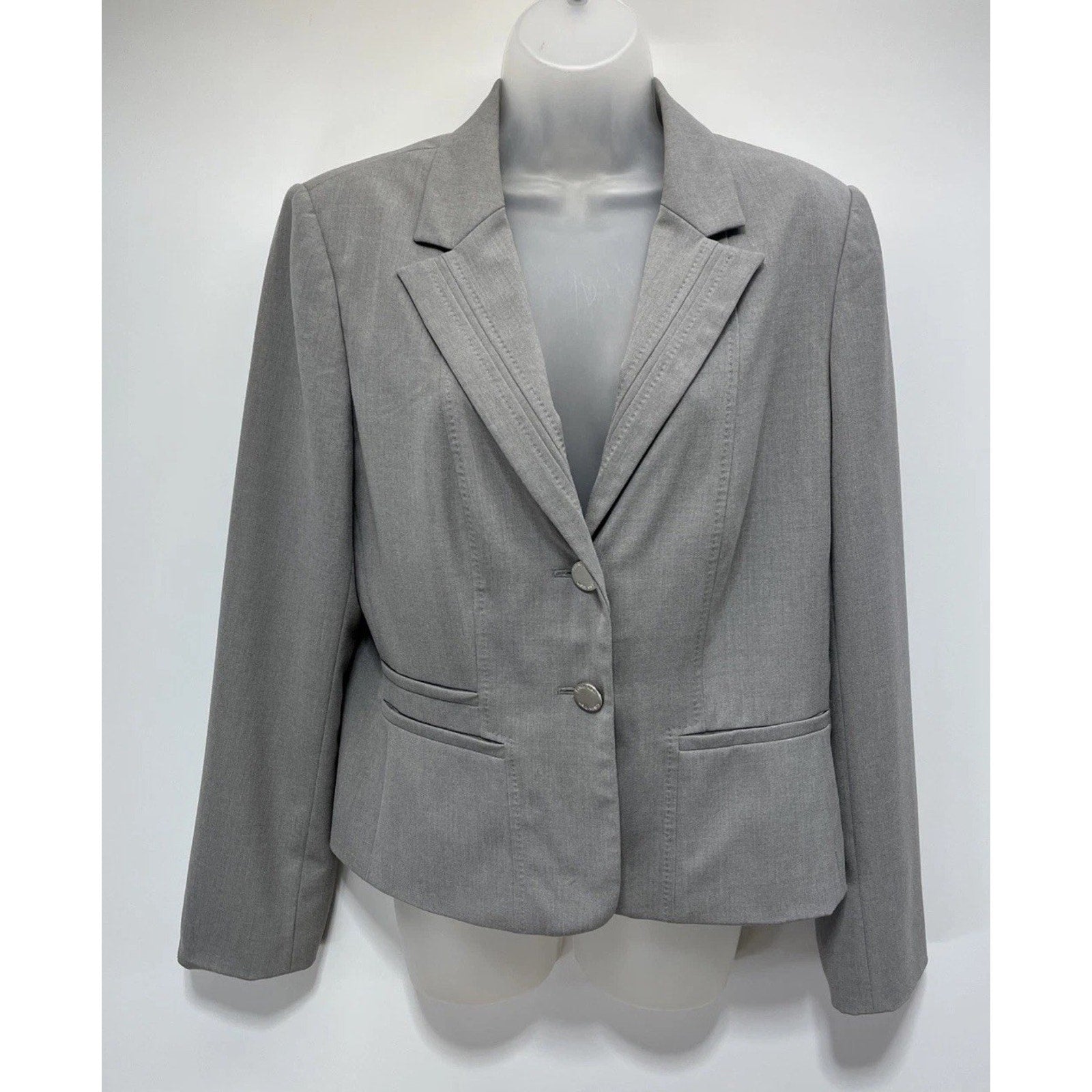 Calvin Klein Luxe Stretch 2 Button Notch Lapel Long Sleeve Lined Blazer Size 12