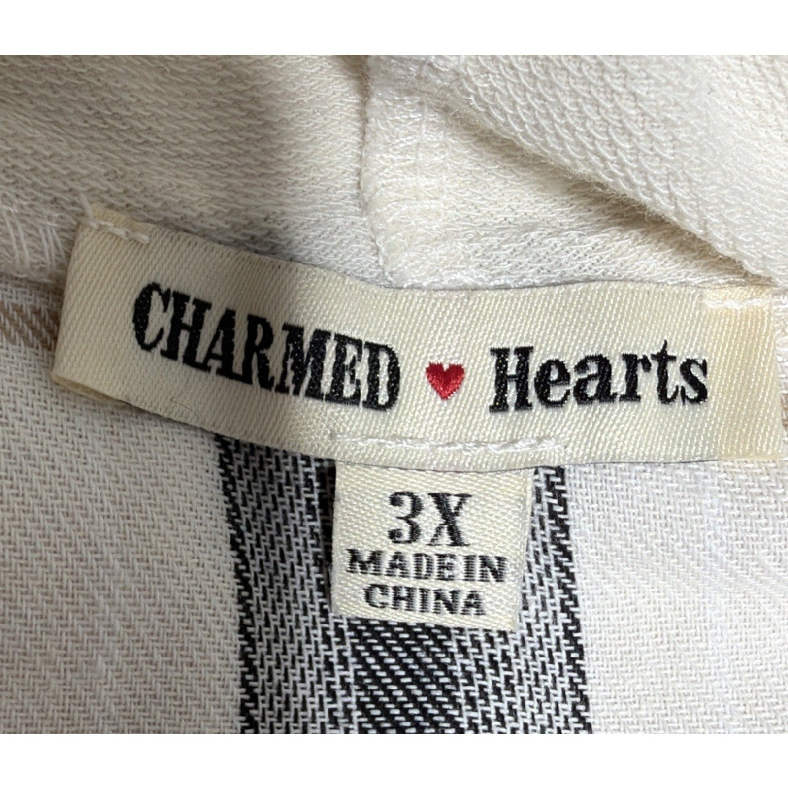 Charmed Hearts Women’s Plaid Hooded Shacket 3X Button Up