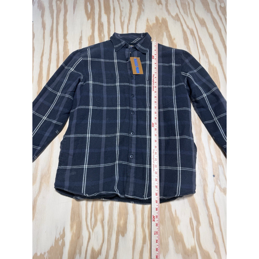 Rugged Point Flannel Shirt Mens Medium Gray Plaid Fleece Lined Button Front