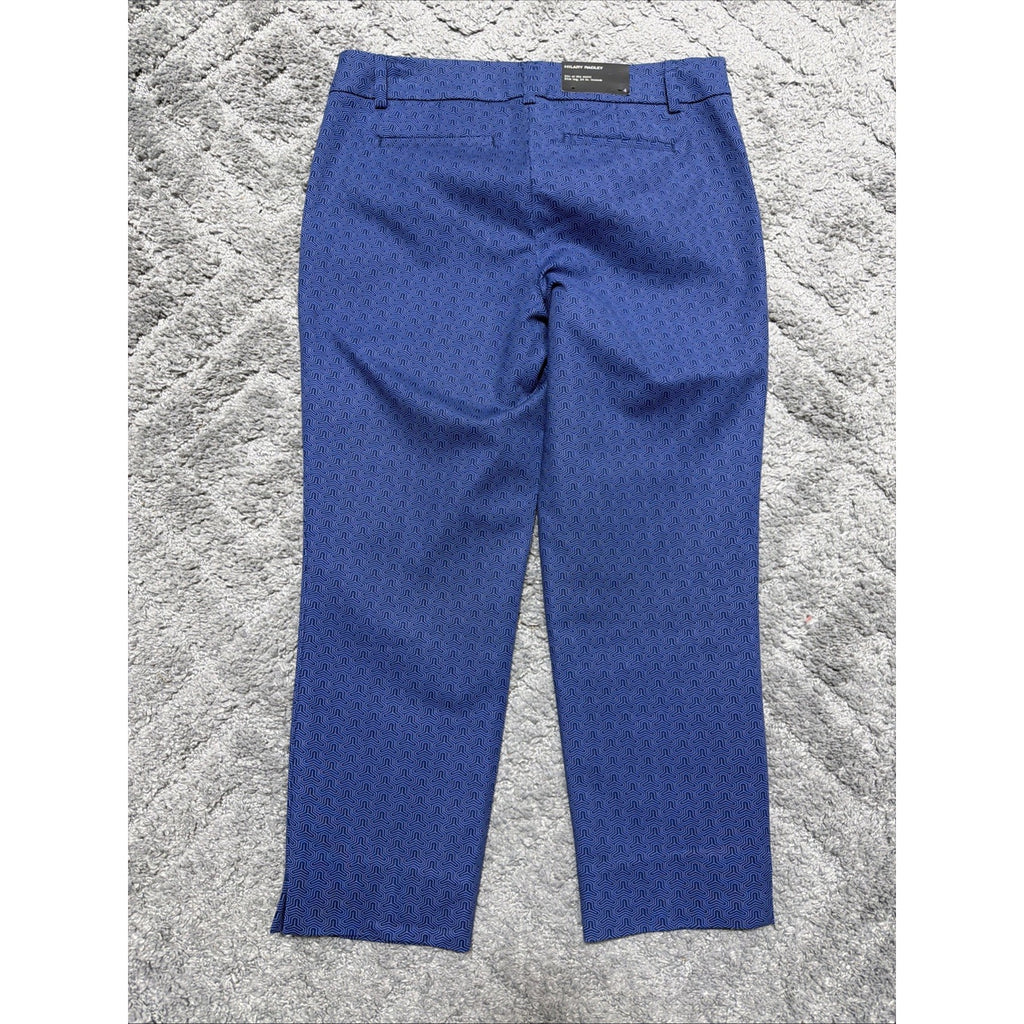 Hilary Radley New Women’s 4 Blue Geometric Print Slim Leg Cropped Pants Stretch