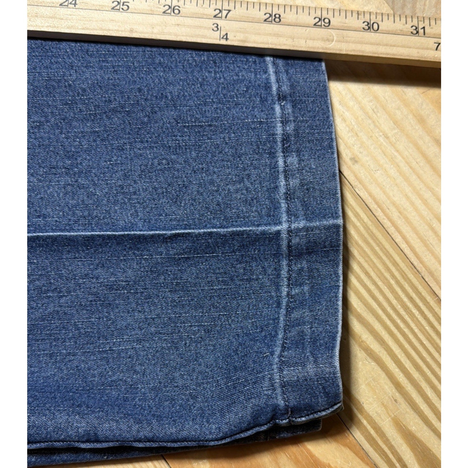Haggar Premium Denim Trouser Dress Pants Blue Classic Fit Pleated 36x30 Stretch