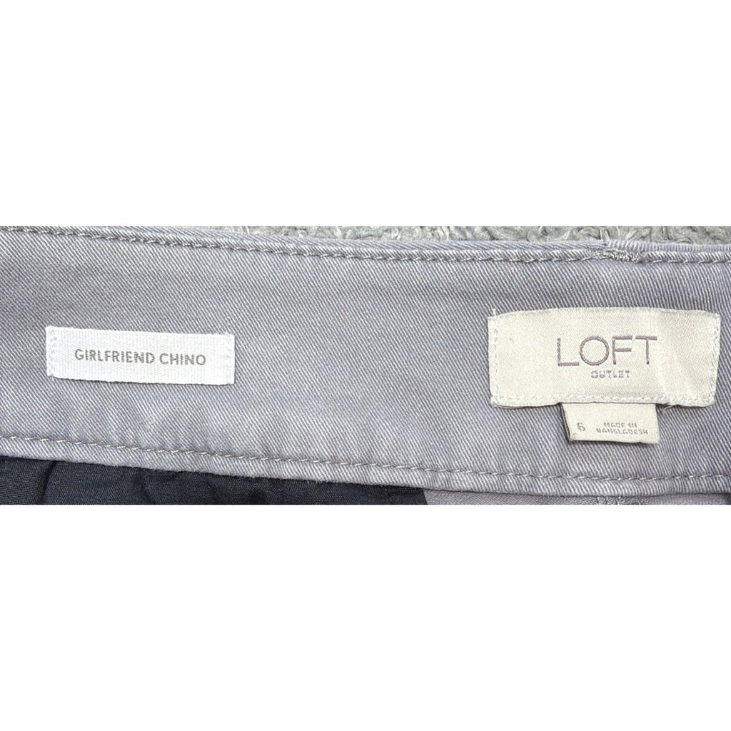 Loft Women's Mid Rise Girlfriend Chino Pants in Gray Raw Hem size 6 33x26