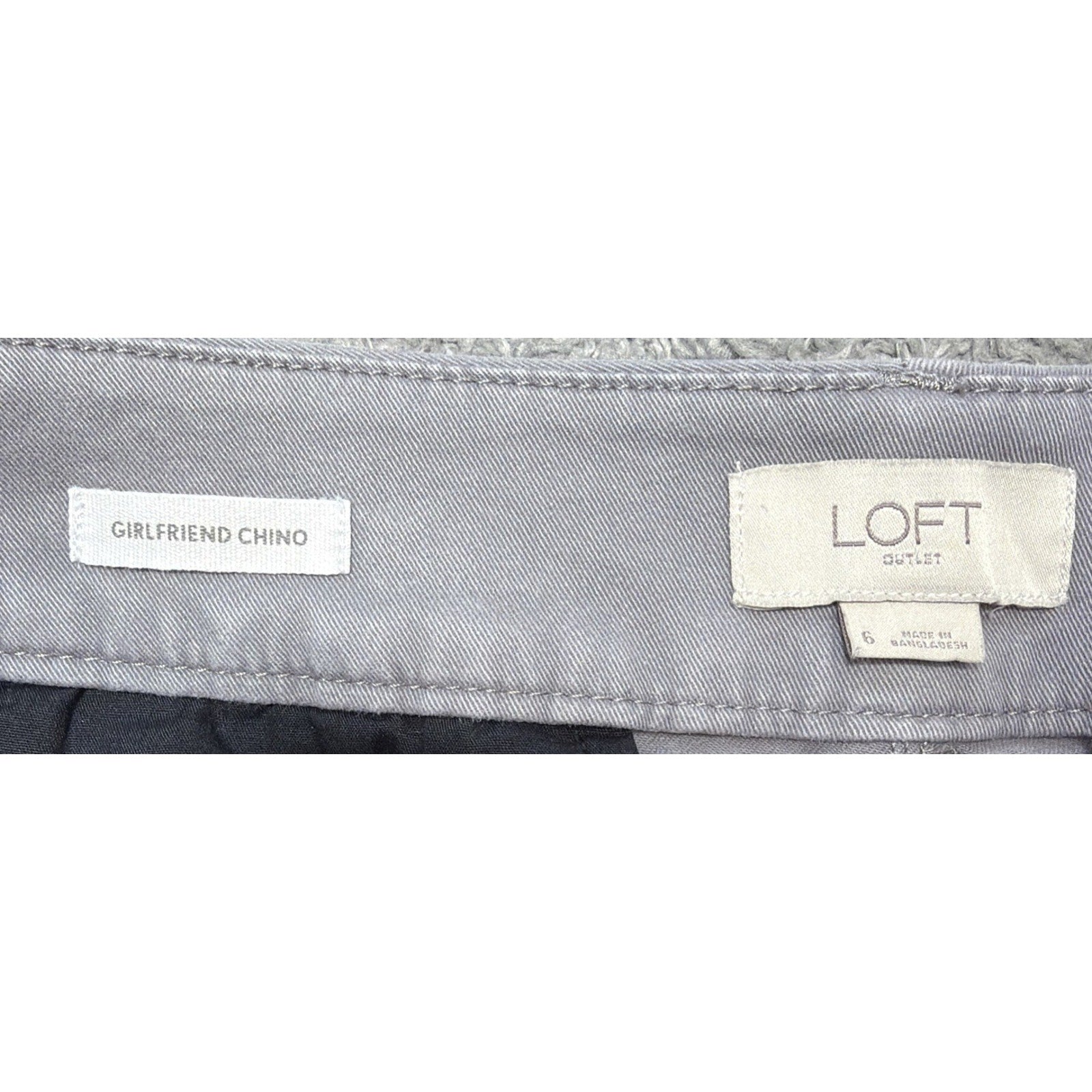 Loft Women's Mid Rise Girlfriend Chino Pants in Gray Raw Hem size 6 33x26