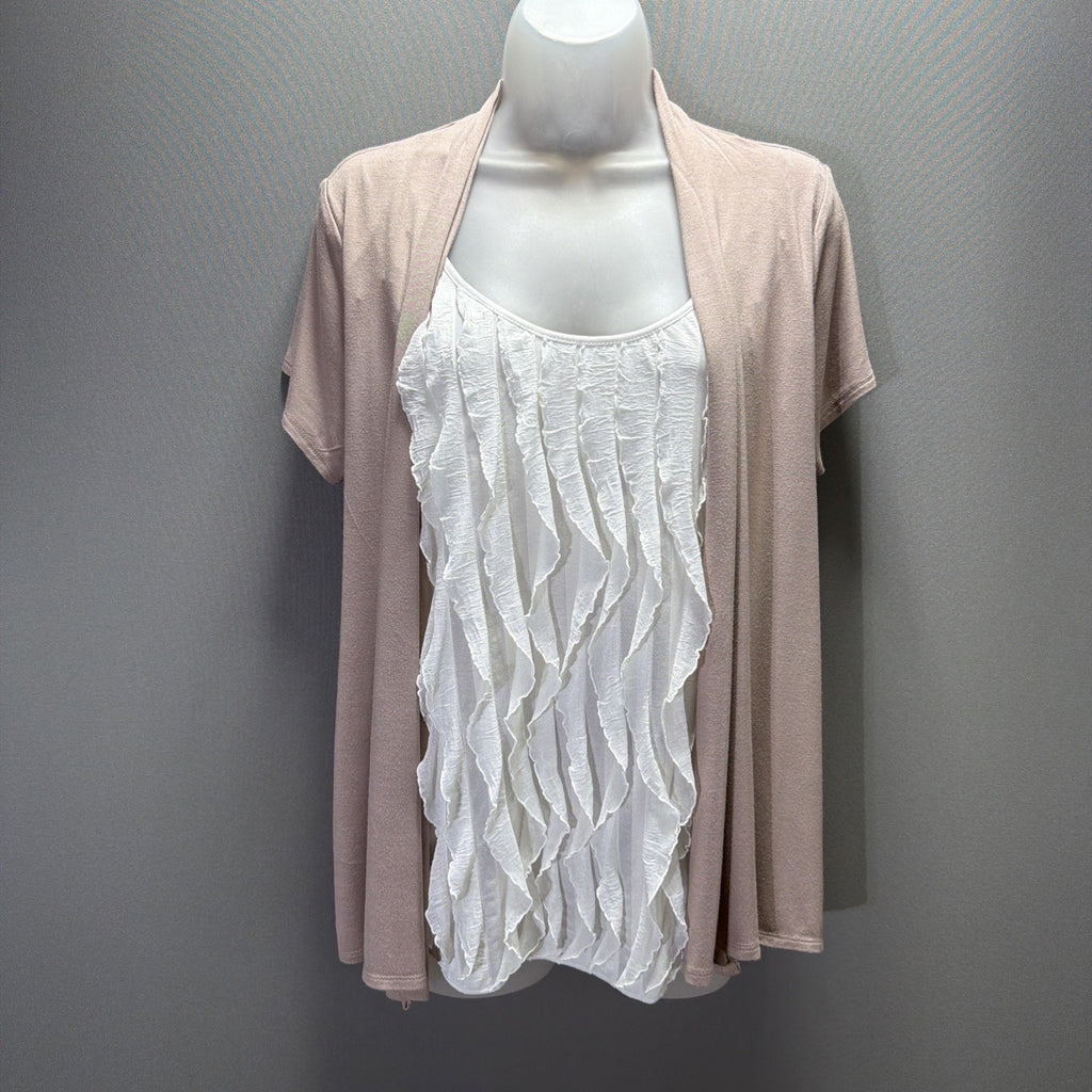Naif Mauve Shirt Top With Built In Ruffle Cami Womens Size M Stretch