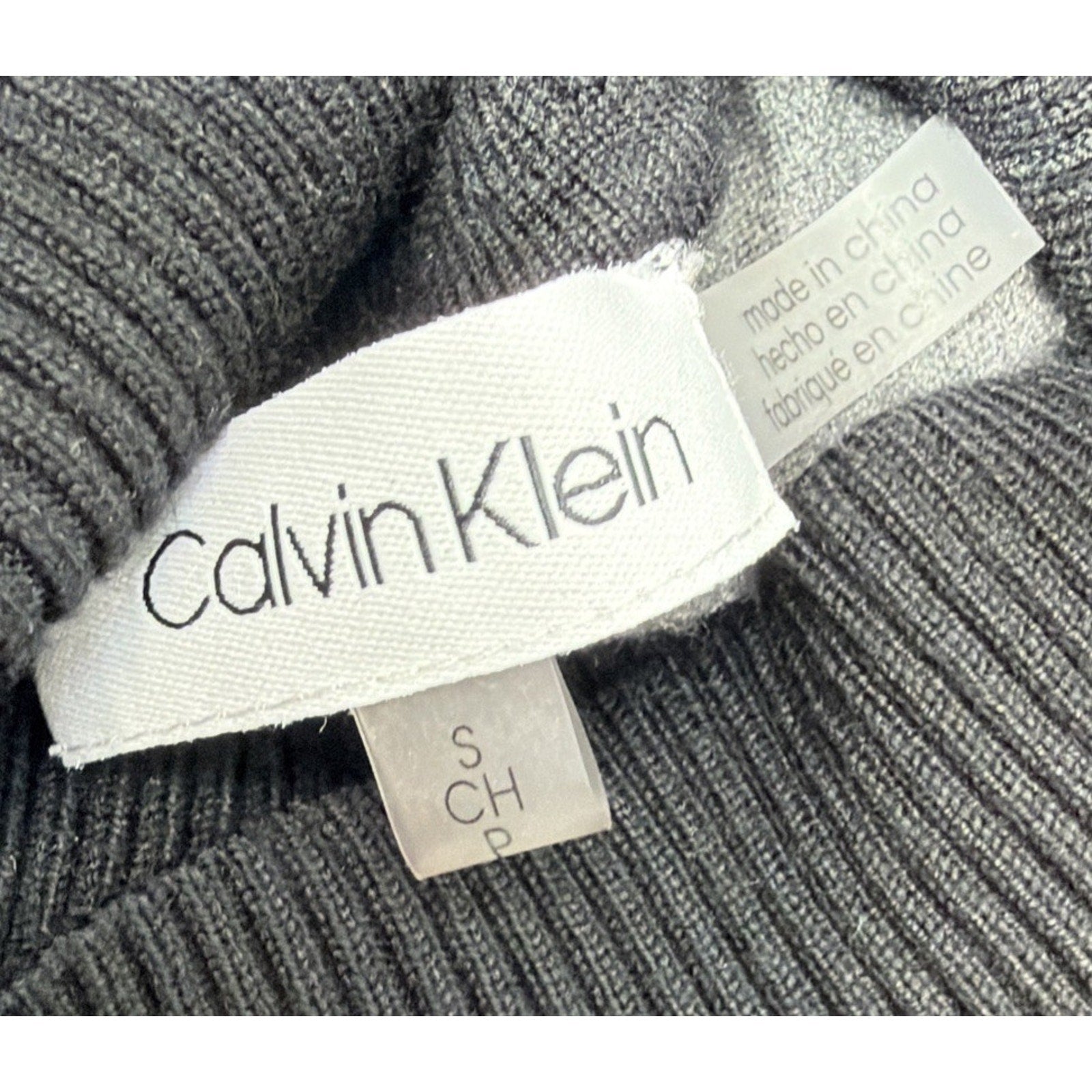 Calvin Klein Womens Gray Colorblock Contrast-Sleeve Turtleneck Sweater Sz S