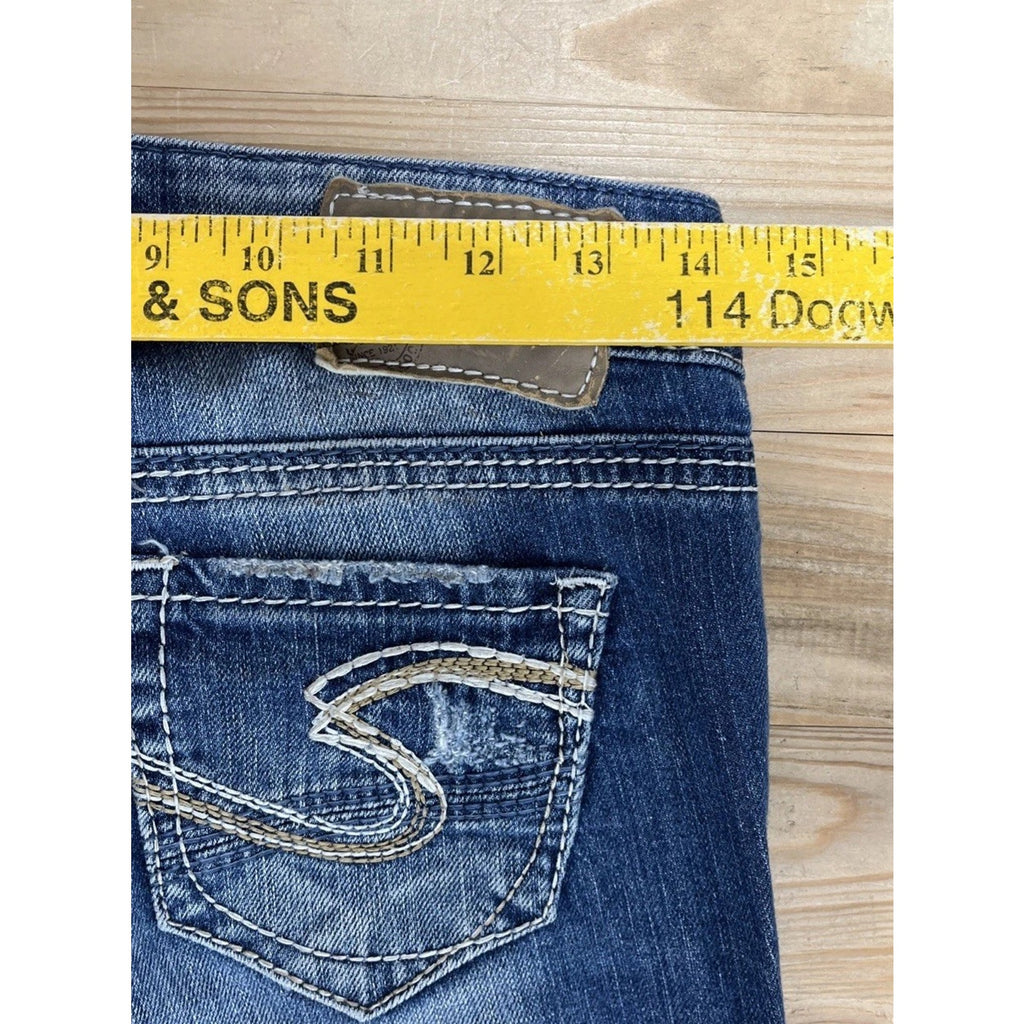 Silver Company Women's Distressed Contrast Stitch Aiko Skinny Jeans Size 25/31