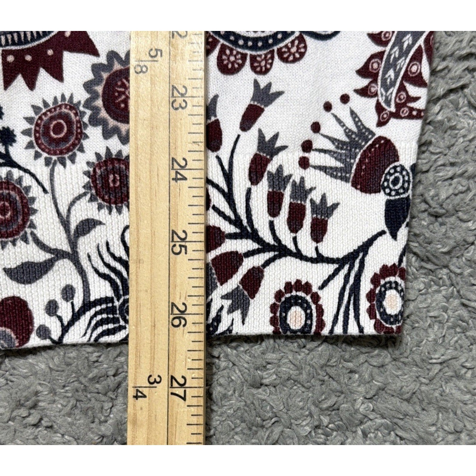 LOFT Outlet Women’s XL Paisley Floral Cardigan White Burgundy Boho Cottagecore