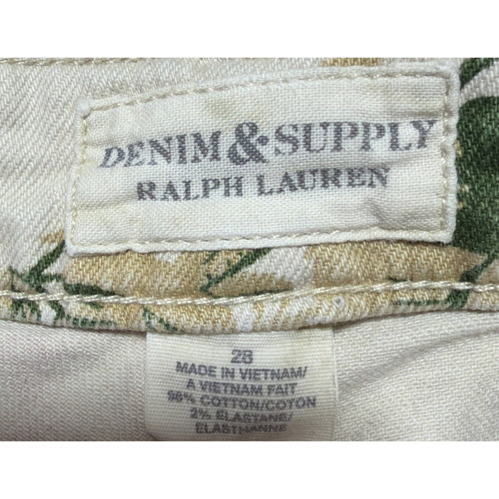 Vtg Denim & Supply Ralph Lauren Floral Print Skinny Jeans Ankle Zip Size 28