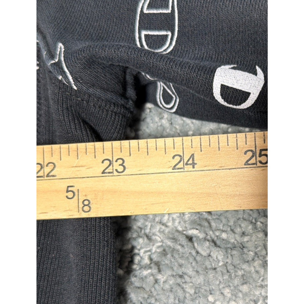 Champion Reverse Weave Sweatshirt Mens L Pullover Black All Over Print Logo