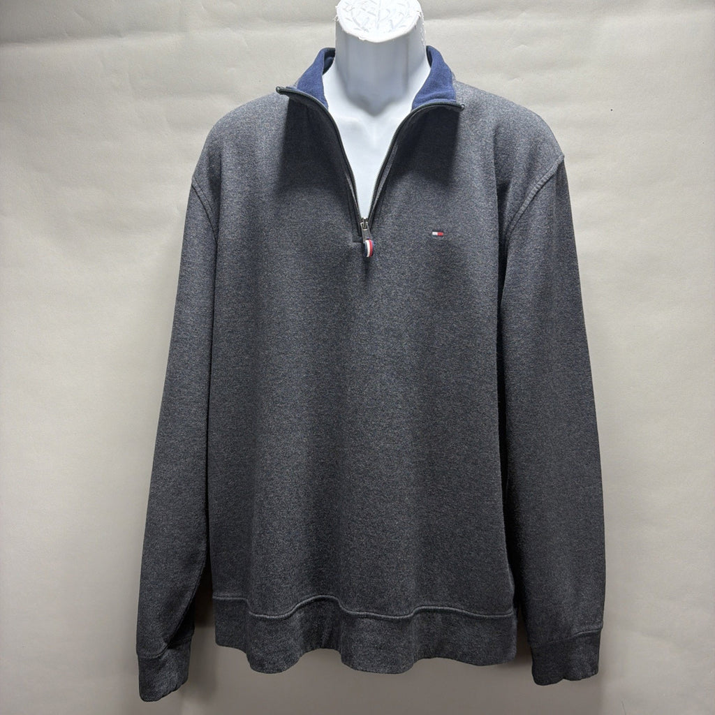 Tommy Hilfiger Quarter Zip Fleece Pullover Men's Large Gray Gorpcore