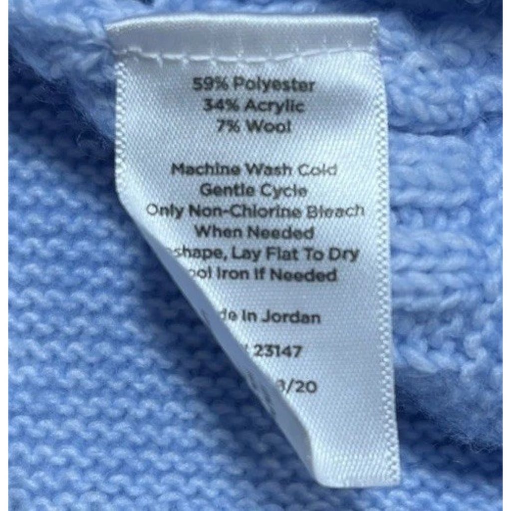 Talbots Diamond Cable Wool Blend Knit Light Blue Sweater Size Small