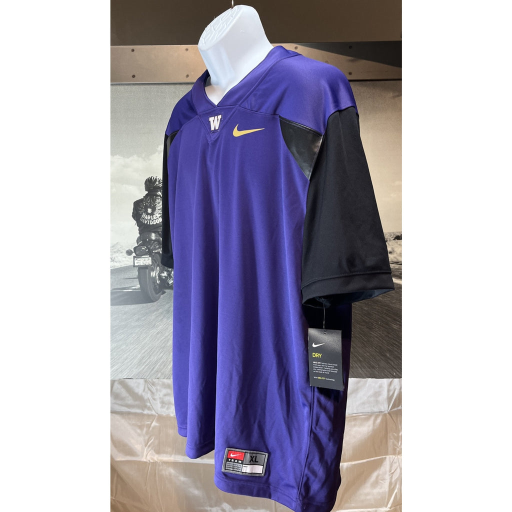NWT WASHINGTON HUSKIES XL Purple Black NIKE Dri Fit College Football Jersey