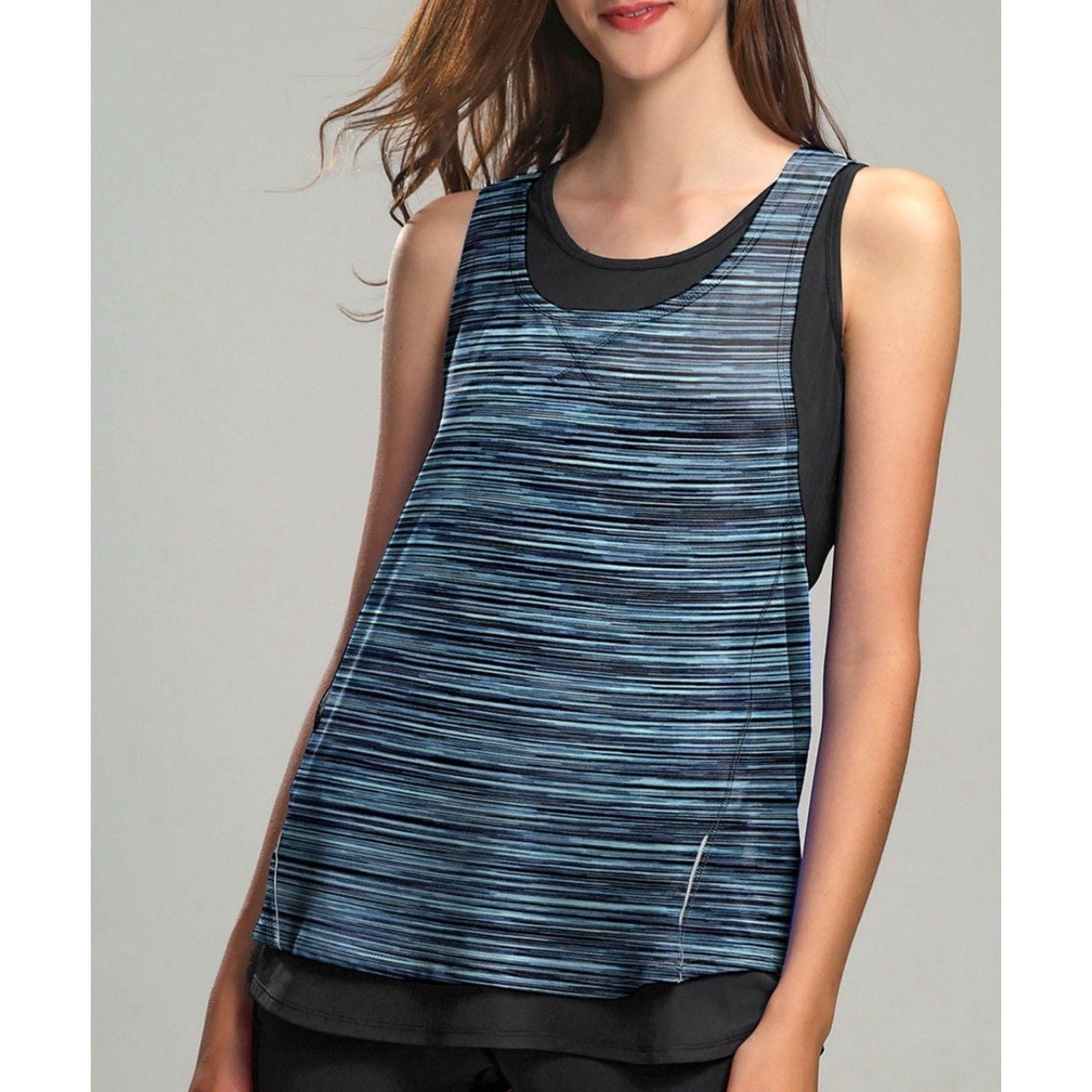 Tangerine Double Layer Teal Black Active Tank Women’s Size Large