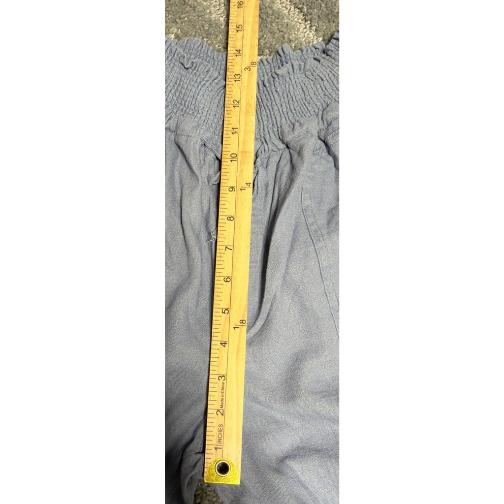 Love Tree Women's Large Blue Linen Viscose Blend Jogger Pants Minimalist Casual