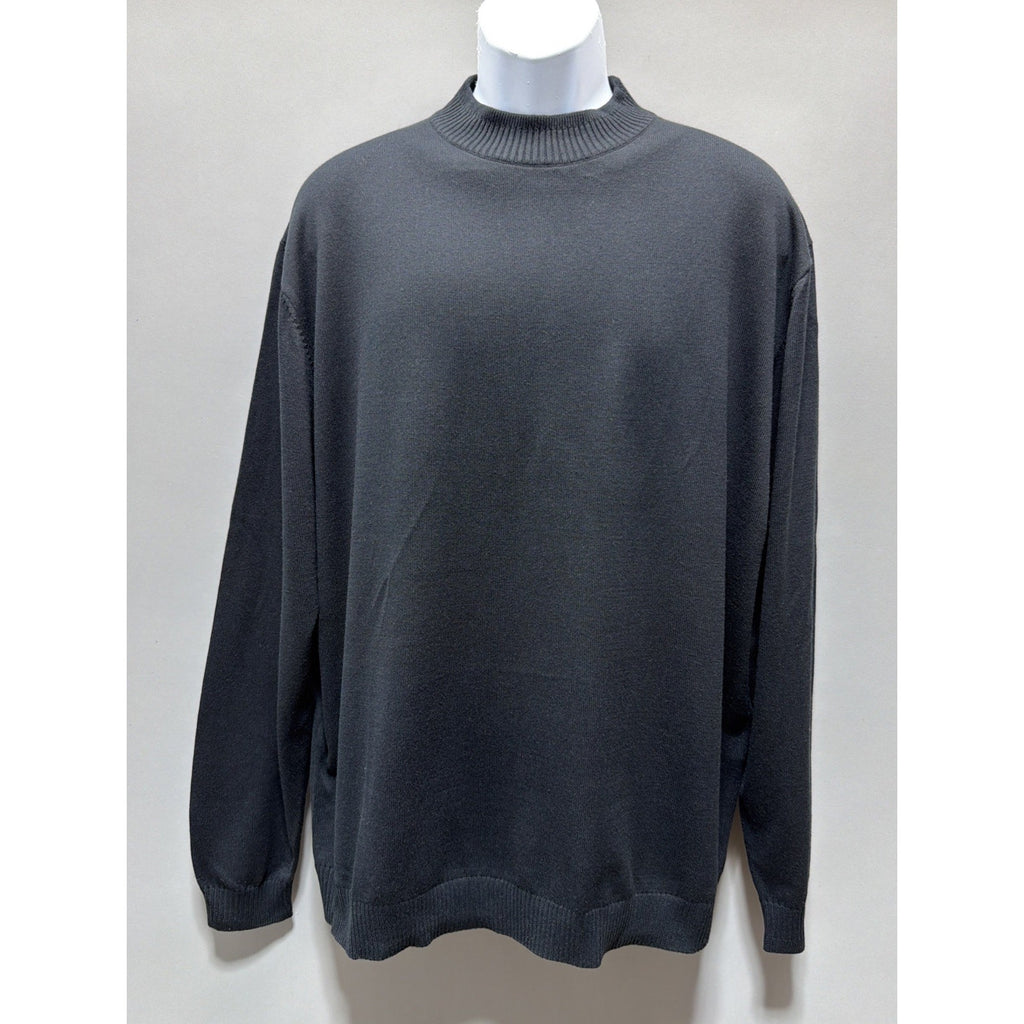 Lavane New York Mens Mock Neck Pullover Sweater XL Black Classic Designer