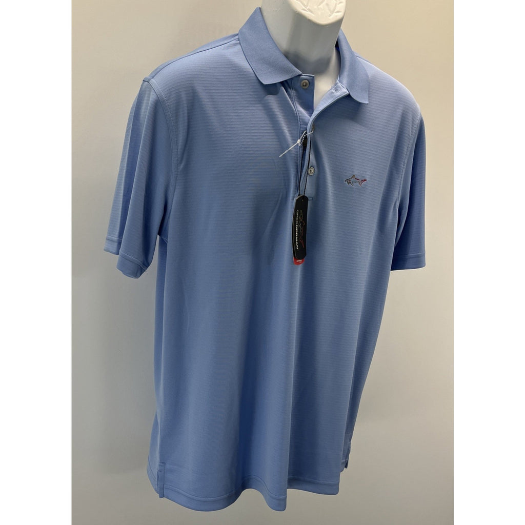 NWT Greg Norman Men's Play Dry Blue Short Sleeve Polo Golf Shirt Size M
