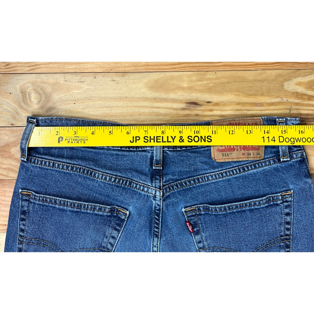 Levi's 511 Jeans Men’s 34x34 Blue Stretch Slim Fit Straight Light Wash Denim