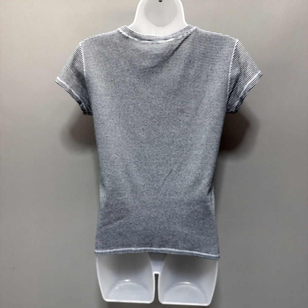 Ralph Lauren Sport Shirt Womens M Black/White Striped Short Sleeve Pullover